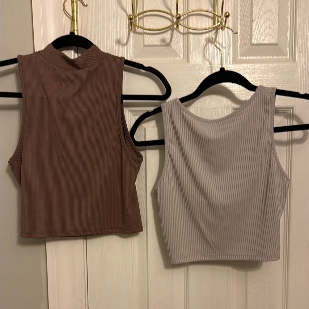 SHEIN Purple, White & Gray Sleeveless Tie Front Crop Tank Top Set #262 - Picture 2 of 6
